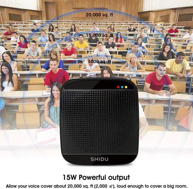 Alt view image 2 of 7 - BONAEVER Portable Voice Amplifier 15W Mini Voice Amplifier with Wired Microphone Headset Rechargeable Portable Microphone Speaker PA Systerm for TeachersSingingClassroomTour GuideElderlyYoga