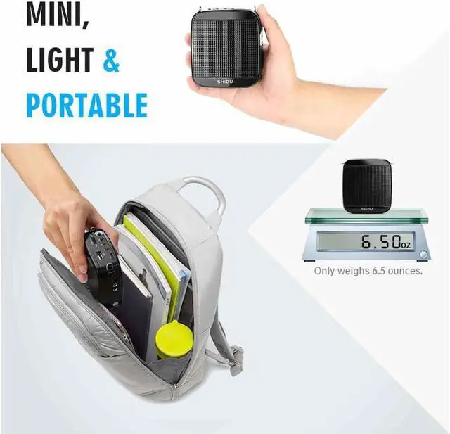 Alt view image 5 of 7 - BONAEVER Portable Voice Amplifier 15W Mini Voice Amplifier with Wired Microphone Headset Rechargeable Portable Microphone Speaker PA Systerm for TeachersSingingClassroomTour GuideElderlyYoga