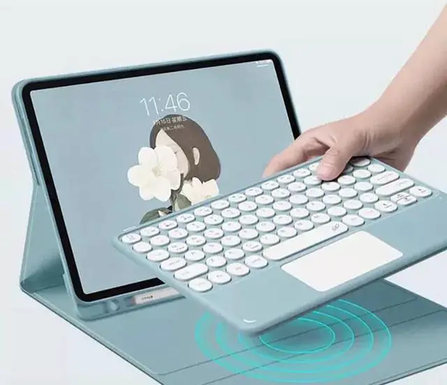 Alt view image 3 of 7 - BONAEVER Keyboard Case for iPad Mini 5 4 3 2 1 - Touchpad Keyboard with Pencil Holder - Slim Leather Folio Smart Cover for iPad Mini 5th 2019 - iPad Mini 4 - Mini 3 - Mini 2 & 1