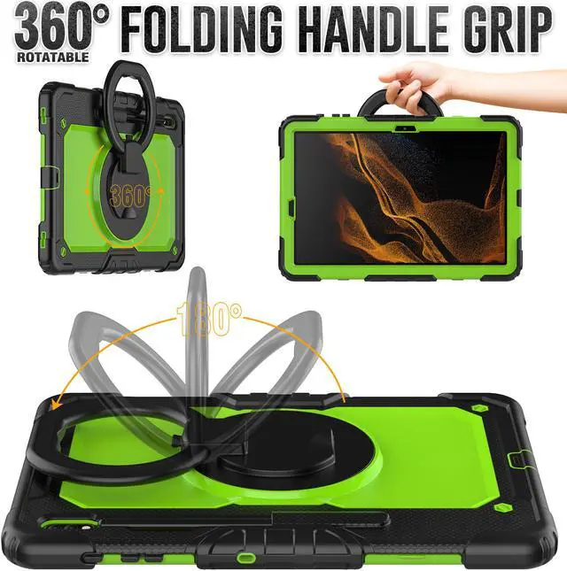 Alt view image 4 of 7 - BONAEVER For Samsung Galaxy Tab S8 Plus 2022 12.4 inch Model SM-X800 SM-X806 Case with Screen Protector / Rotatable Stand / Hand Strap / S-Pen Holder for Galaxy 12.4'' Tab S7 FE 2021 / S7 Plus 2020