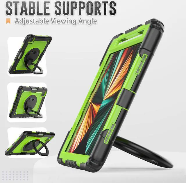 Alt view image 3 of 7 - BONAEVER Case for iPad Air 5 / Air 4 10.9 2022 2020 iPad Pro 11 inch 2022 2021 2020 2018 with Screen Protector [Support Apple Pencil Pair & Charging] Handle Strap Stand and Shoulder Strap