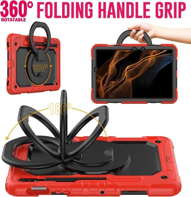 Alt view image 4 of 7 - BONAEVER For Samsung Galaxy Tab S8 Case 11 inch 2022 SM-X700 SM-X706 with Screen Protector / Rotatable Stand / Hand Strap / S-Pen Holder For Galaxy Tab S7 11 inch 2020 SM-T870 SM-T875 SM-T878