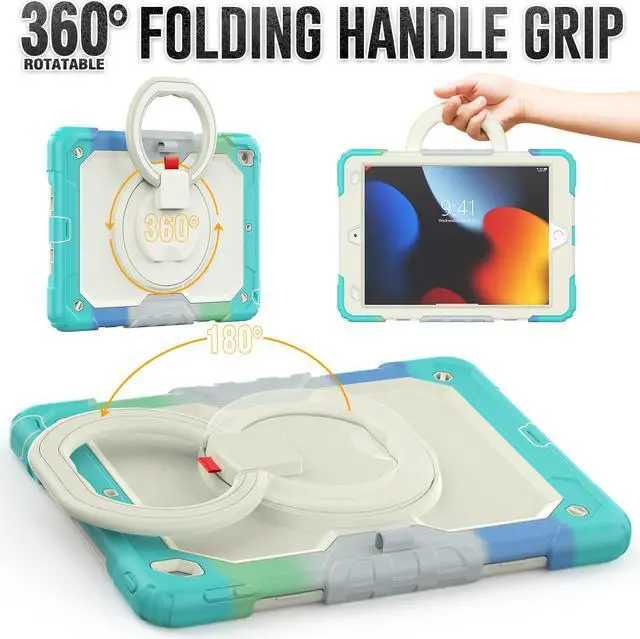 Alt view image 6 of 7 - BONAEVER For iPad 9th 8th 7th Generation Case 10.2 inch with Screen Protector Pencil Holder [360 Rotating Hand Strap] & Stand Drop-Proof Cover for iPad 10.2 inch 2021 2020 2019