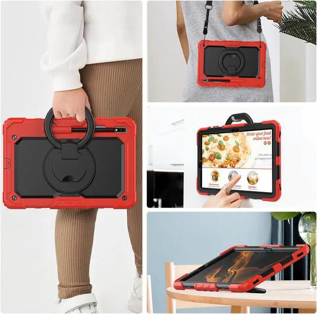 Alt view image 7 of 7 - BONAEVER For Samsung Galaxy Tab S8 Plus 2022 12.4 inch Model SM-X800 SM-X806 Case with Screen Protector / Rotatable Stand / Hand Strap / S-Pen Holder for Galaxy 12.4'' Tab S7 FE 2021 / S7 Plus 2020