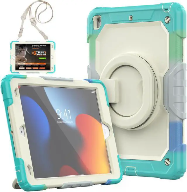Main image of BONAEVER For iPad 9th 8th 7th Generation Case 10.2 inch with Screen Protector Pencil Holder [360 Rotating Hand Strap] & Stand Drop-Proof Cover for iPad 10.2 inch 2021 2020 2019