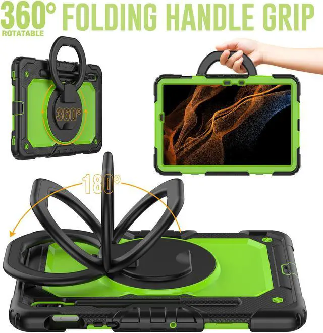 Alt view image 3 of 7 - BONAEVER For Samsung Galaxy Tab S8 Case 11 inch 2022 SM-X700 SM-X706 with Screen Protector / Rotatable Stand / Hand Strap / S-Pen Holder For Galaxy Tab S7 11 inch 2020 SM-T870 SM-T875 SM-T878