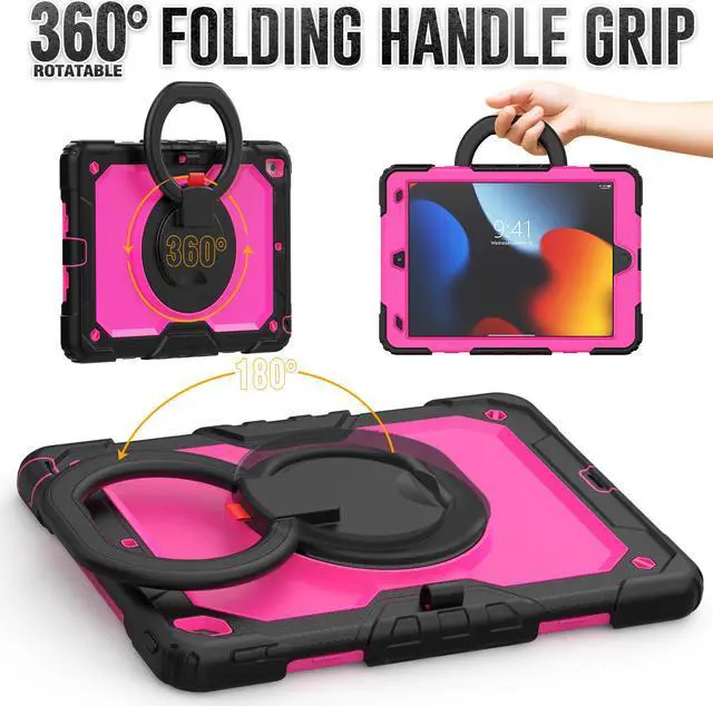Alt view image 5 of 7 - BONAEVER For iPad 9th 8th 7th Generation Case 10.2 inch with Screen Protector Pencil Holder [360 Rotating Hand Strap] & Stand Drop-Proof Cover for iPad 10.2 inch 2021 2020 2019