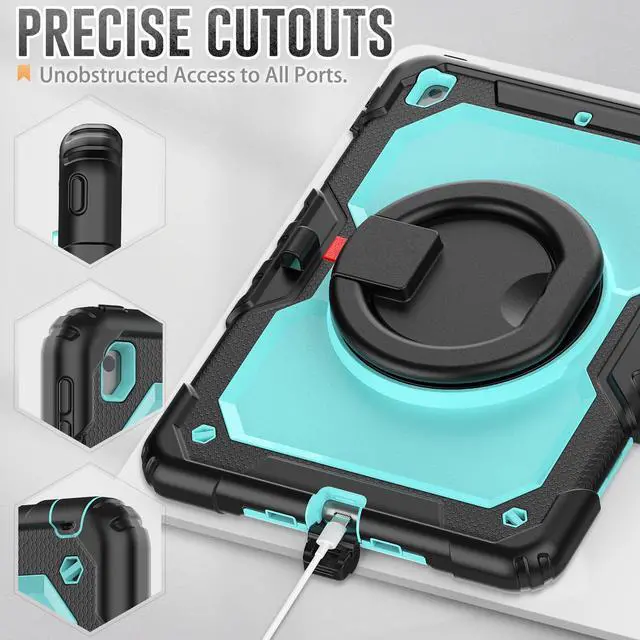 Alt view image 5 of 7 - BONAEVER For iPad 9th 8th 7th Generation Case 10.2 inch with Screen Protector Pencil Holder [360 Rotating Hand Strap] & Stand Drop-Proof Cover for iPad 10.2 inch 2021 2020 2019