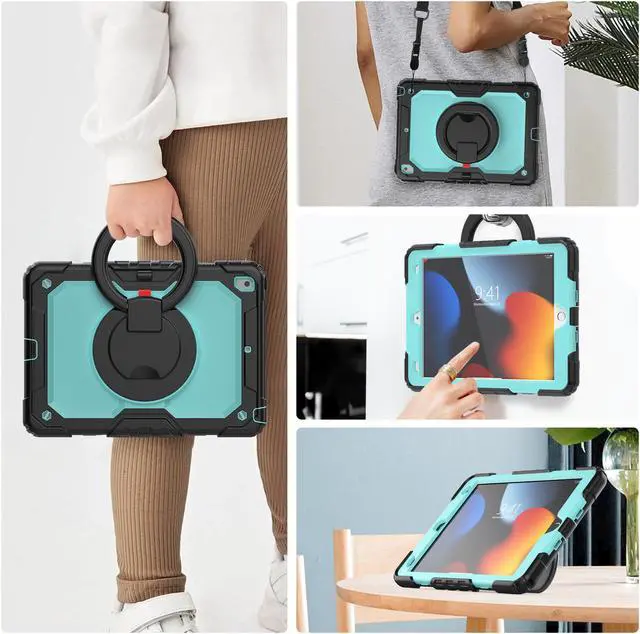 Alt view image 7 of 7 - BONAEVER For iPad 9th 8th 7th Generation Case 10.2 inch with Screen Protector Pencil Holder [360 Rotating Hand Strap] & Stand Drop-Proof Cover for iPad 10.2 inch 2021 2020 2019