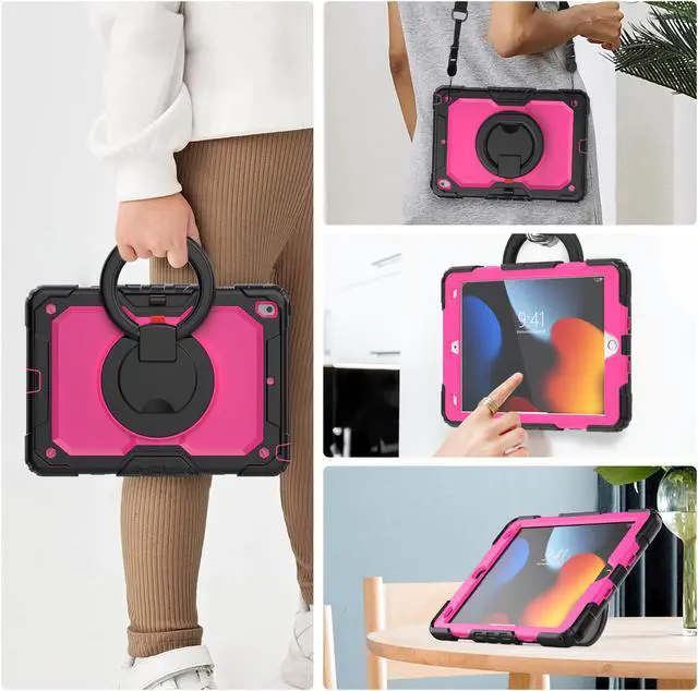 Alt view image 7 of 7 - BONAEVER For iPad 9th 8th 7th Generation Case 10.2 inch with Screen Protector Pencil Holder [360 Rotating Hand Strap] & Stand Drop-Proof Cover for iPad 10.2 inch 2021 2020 2019