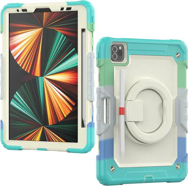 Alt view image 3 of 7 - BONAEVER Case for iPad Air 5 / Air 4 10.9 2022 2020 iPad Pro 11 inch 2022 2021 2020 2018 with Screen Protector [Support Apple Pencil Pair & Charging] Handle Strap Stand and Shoulder Strap