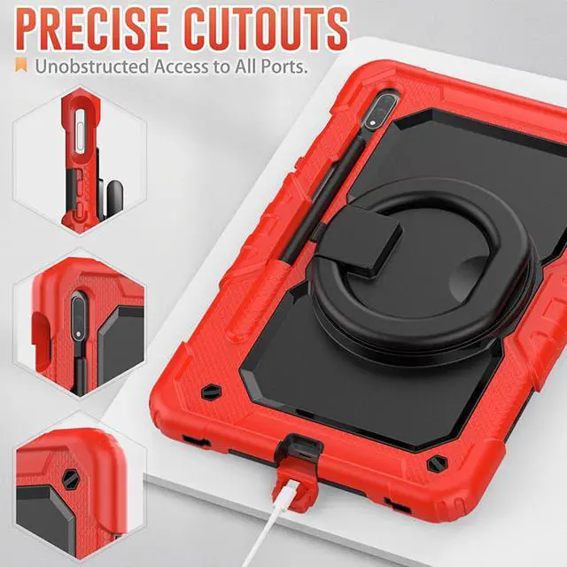 Alt view image 5 of 7 - BONAEVER For Samsung Galaxy Tab S8 Case 11 inch 2022 SM-X700 SM-X706 with Screen Protector / Rotatable Stand / Hand Strap / S-Pen Holder For Galaxy Tab S7 11 inch 2020 SM-T870 SM-T875 SM-T878