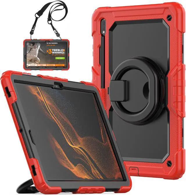 Main image of BONAEVER For Samsung Galaxy Tab S8 Plus 2022 12.4 inch Model SM-X800 SM-X806 Case with Screen Protector / Rotatable Stand / Hand Strap / S-Pen Holder for Galaxy 12.4'' Tab S7 FE 2021 / S7 Plus 2020