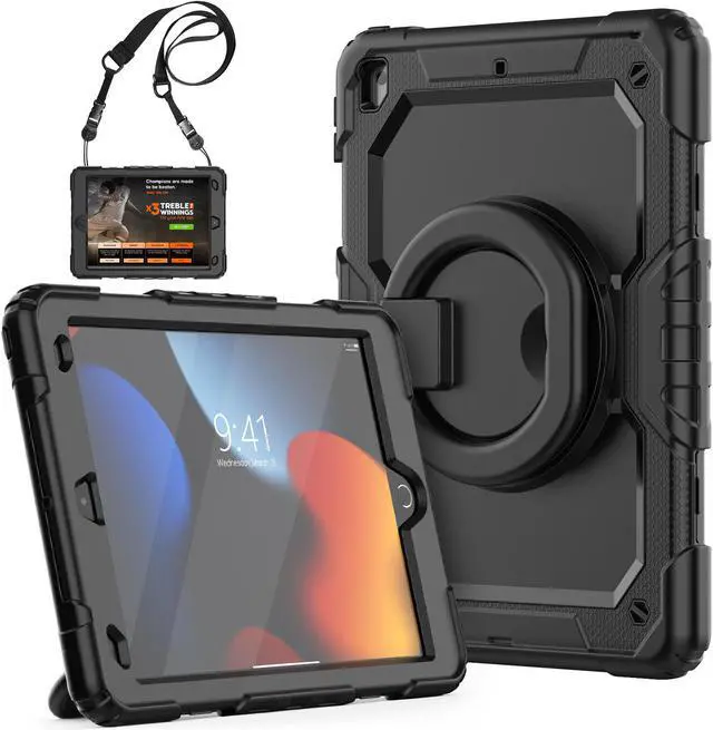 Main image of BONAEVER For iPad 9th 8th 7th Generation Case 10.2 inch with Screen Protector Pencil Holder [360 Rotating Hand Strap] & Stand Drop-Proof Cover for iPad 10.2 inch 2021 2020 2019