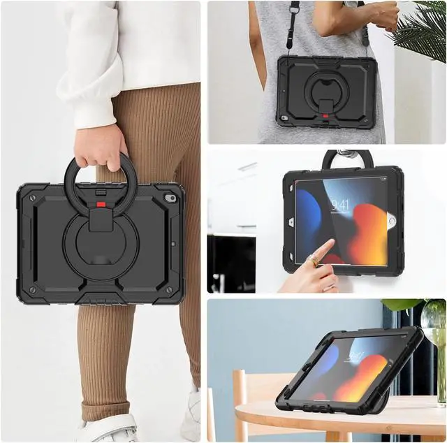 Alt view image 7 of 7 - BONAEVER For iPad 9th 8th 7th Generation Case 10.2 inch with Screen Protector Pencil Holder [360 Rotating Hand Strap] & Stand Drop-Proof Cover for iPad 10.2 inch 2021 2020 2019