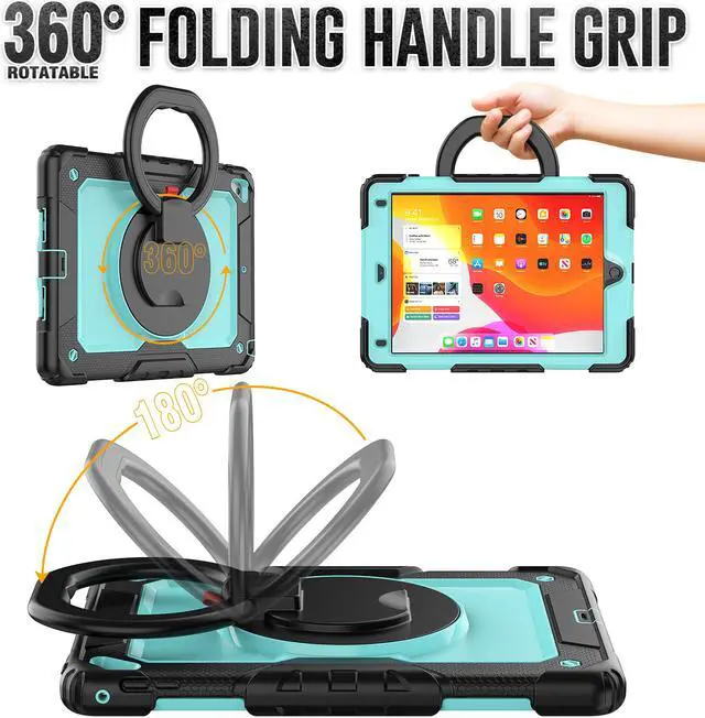 Alt view image 4 of 7 - BONAEVER Case for iPad 9.7 inch 2018 2017 with Screen Protector Pencil Holder [360 Rotating Hand Strap] Stand Shoulder Strap for iPad 5th / 6th Generation / Air 2 / Pro 9.7