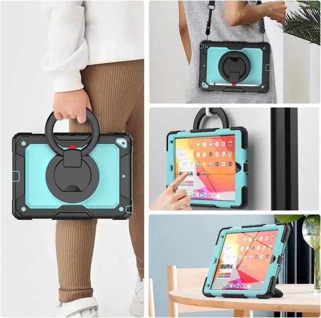 Alt view image 7 of 7 - BONAEVER Case for iPad 9.7 inch 2018 2017 with Screen Protector Pencil Holder [360 Rotating Hand Strap] Stand Shoulder Strap for iPad 5th / 6th Generation / Air 2 / Pro 9.7