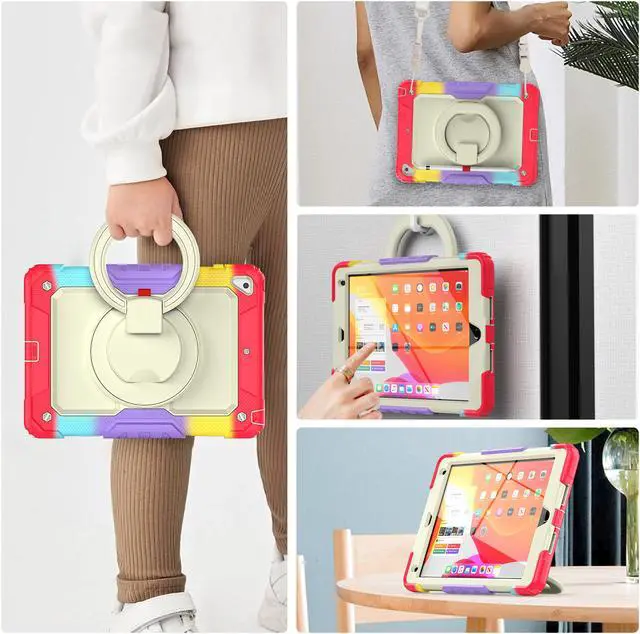 Alt view image 4 of 7 - BONAEVER Case for iPad 9.7 inch 2018 2017 with Screen Protector Pencil Holder [360 Rotating Hand Strap] Stand Shoulder Strap for iPad 5th / 6th Generation / Air 2 / Pro 9.7