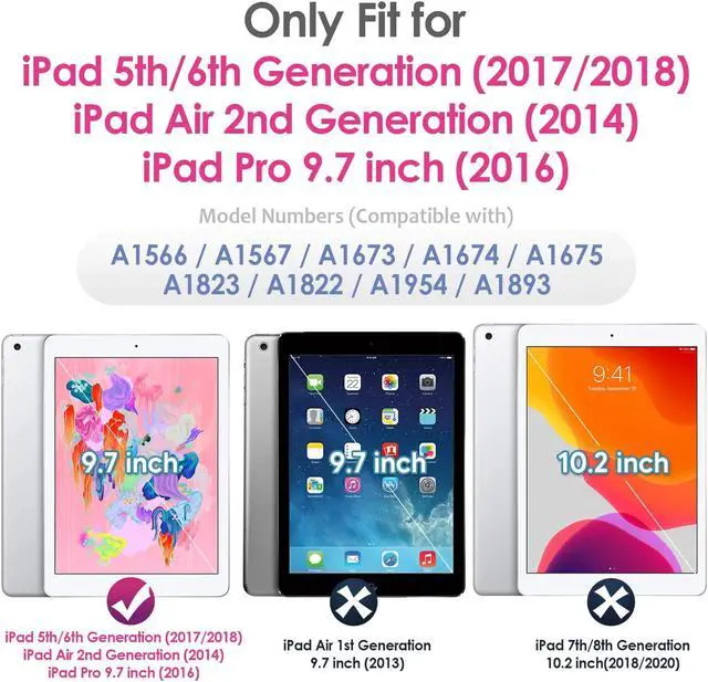 Alt view image 2 of 7 - BONAEVER Case for iPad 9.7 inch 2018 2017 with Screen Protector Pencil Holder [360 Rotating Hand Strap] Stand Shoulder Strap for iPad 5th / 6th Generation / Air 2 / Pro 9.7