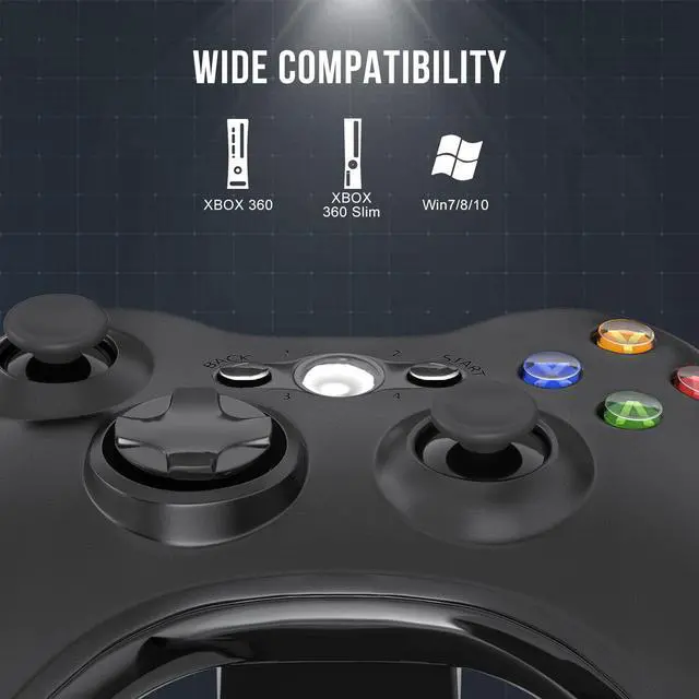 Alt view image 6 of 7 - BONAEVER Wireless Controller Compatible with Xbox 360 2.4GHZ Gamepad Joy Standick Wireless Controller Compatible with Xbox 360 PC Windows 781011 with Receiver - Black