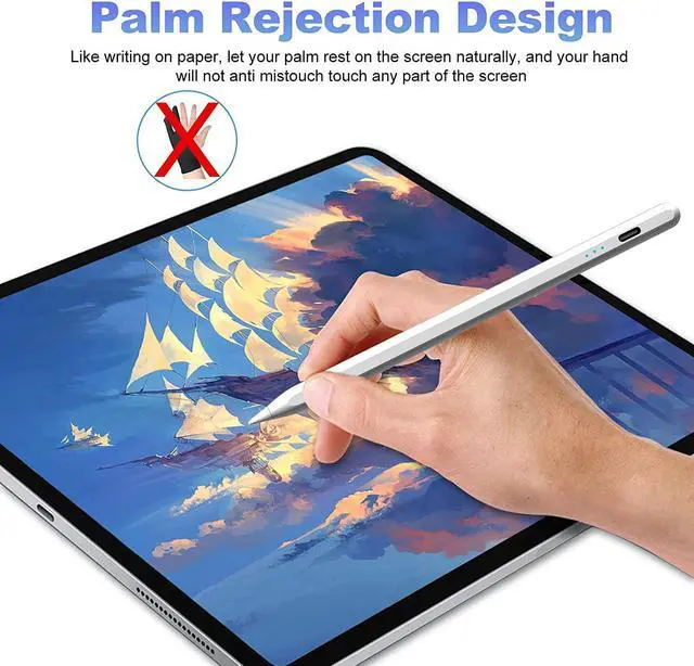 Alt view image 6 of 6 - BONAEVER Stylus Pen for iPad with Palm Rejection Tilt Sensitive Active Pencil Compatible with (2018-2021) Apple iPad Pro 11/12.9 Inch iPad 6/7/8th Gen iPad Mini 5/6th Gen iPad Air 3rd/4th Generation