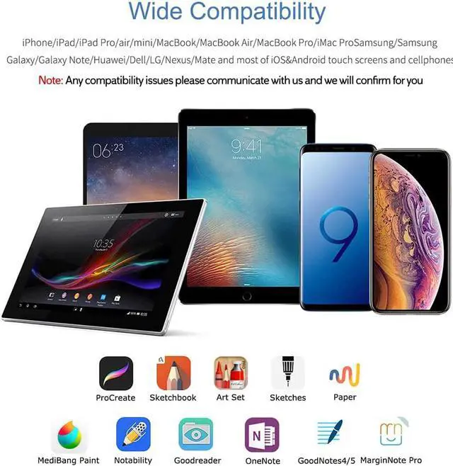 Alt view image 5 of 7 - BONAEVER Active Stylus Pen Compatible for iOS& Android Touch Screens Pencil for iPad with Dual Touch FunctionRechargeable Stylus for iPad/iPad Pro/Air/Mini/iPhone/Cellphone/Samsung/ Drawing & Writing