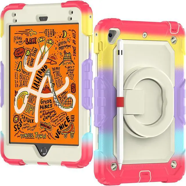 Alt view image 3 of 7 - BONAEVER For iPad Mini 5 / iPad Mini 4 Case with Screen Protector Shockproof Cover for iPad Mini 5th / 4th Generation 7.9 Inch with S Pen Holder Stand and Strap Shoulder Strap