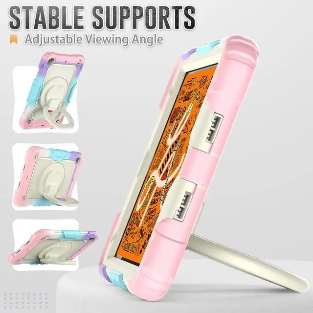 Alt view image 4 of 7 - BONAEVER For iPad Mini 5 / iPad Mini 4 Case with Screen Protector Shockproof Cover for iPad Mini 5th / 4th Generation 7.9 Inch with S Pen Holder Stand and Strap Shoulder Strap