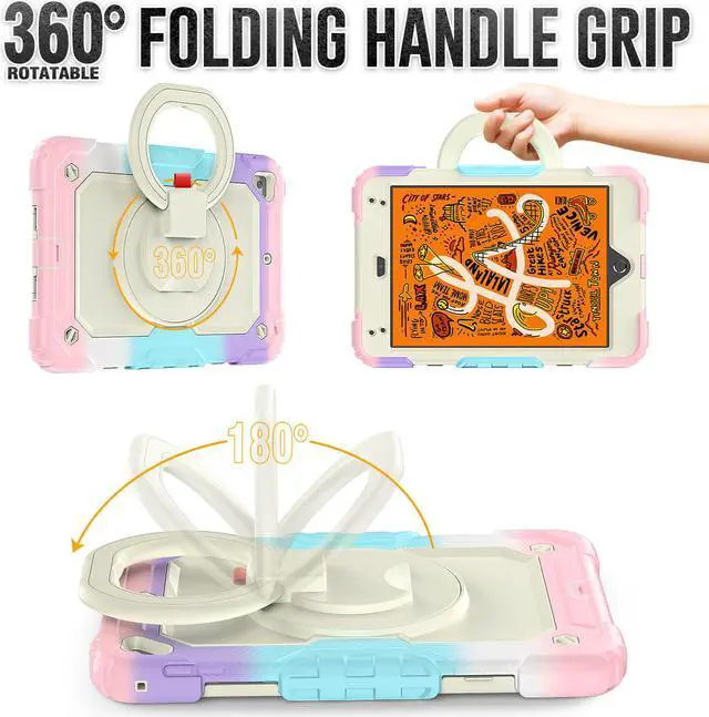 Alt view image 2 of 7 - BONAEVER For iPad Mini 5 / iPad Mini 4 Case with Screen Protector Shockproof Cover for iPad Mini 5th / 4th Generation 7.9 Inch with S Pen Holder Stand and Strap Shoulder Strap