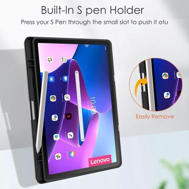 Alt view image 3 of 7 - Case For Lenovo Tab M10 Plus 10.6 Inch 2022 3rd Gen with Pencil Holder, Shockproof Cover Clear Transparent Back Shell, Auto Wake/Sleep for Lenovo Tab M10 Plus 10.6" 2022 with Universal Stylus Pen