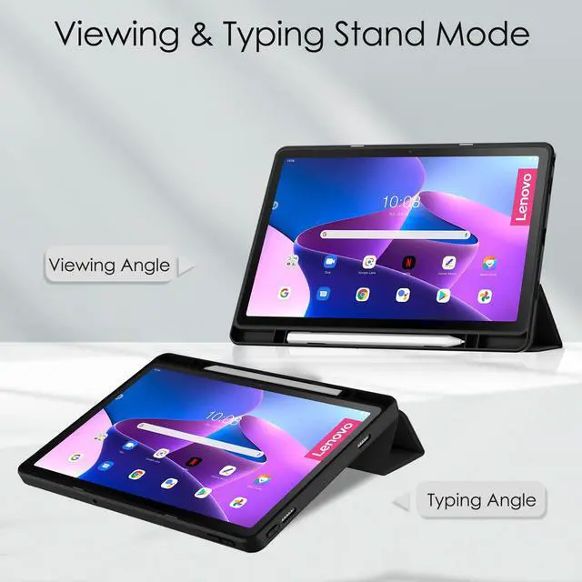 Alt view image 2 of 7 - Case For Lenovo Tab M10 Plus 10.6 Inch 2022 3rd Gen with Pencil Holder, Shockproof Cover Clear Transparent Back Shell, Auto Wake/Sleep for Lenovo Tab M10 Plus 10.6" 2022 with Universal Stylus Pen
