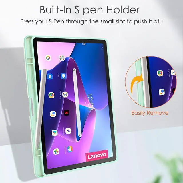 Alt view image 7 of 7 - Case For Lenovo Tab M10 Plus 10.6 Inch 2022 3rd Gen with Pencil Holder, Shockproof Cover Clear Transparent Back Shell, Auto Wake/Sleep for Lenovo Tab M10 Plus 10.6" 2022 with Universal Stylus Pen