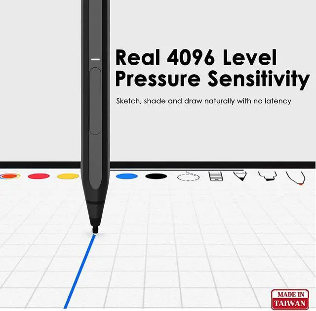 Alt view image 5 of 7 - BONAEVER Stylus for Surface 4096 Pressure Sensitivity Compatible with New Surface Pro 12 11 10 9 8 7 6 5 4/Laptop studio/Go 3/Duo 2 Fir Stand D Shape Body Rechargeable