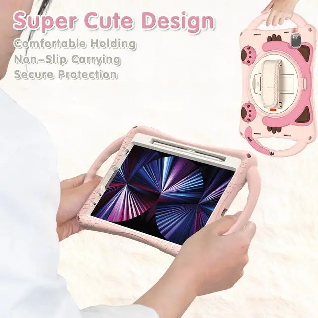 Alt view image 6 of 7 - BONAEVER Case for iPad Air 11 Inch M3 M2 2025 2024, iPad Air 5 / Air 4 10.9 Case 2022 2020 iPad Pro 11 2022 2021 2020 2018 Shockproof Cover with Pencil Holder Hand Strap Stand Shoulder Strap