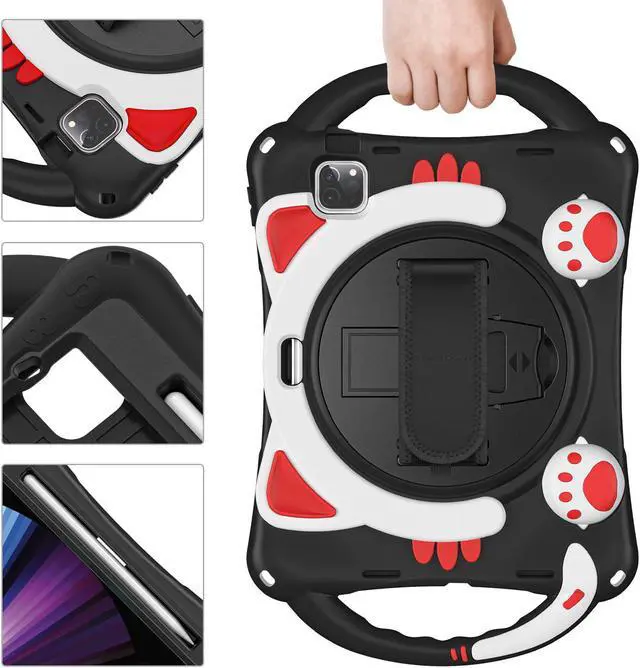 Alt view image 4 of 7 - BONAEVER Case for iPad Air 11 Inch M3 M2 2025 2024, iPad Air 5 / Air 4 10.9 Case 2022 2020 iPad Pro 11 2022 2021 2020 2018 Shockproof Cover with Pencil Holder Hand Strap Stand Shoulder Strap