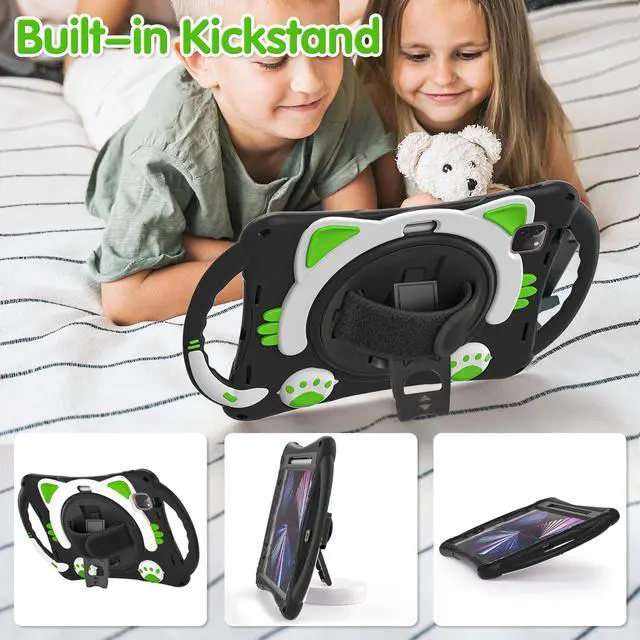 Alt view image 4 of 7 - BONAEVER Case for iPad Air 11 Inch M3 M2 2025 2024, iPad Air 5 / Air 4 10.9 Case 2022 2020 iPad Pro 11 2022 2021 2020 2018 Shockproof Cover with Pencil Holder Hand Strap Stand Shoulder Strap