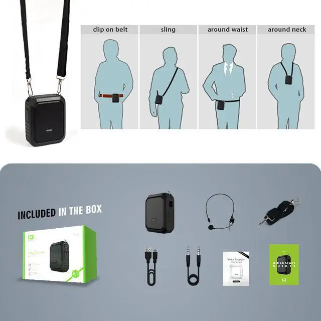 Alt view image 6 of 7 - BONAEVER Bluetooth Voice Amplifier Portable Waterproof Voice Amplifier with Wired Microphone Headset 18W 4400mAh Rechargeable Bluetooth Microphone Speaker for TeachersOutdoorsClassroomFitness
