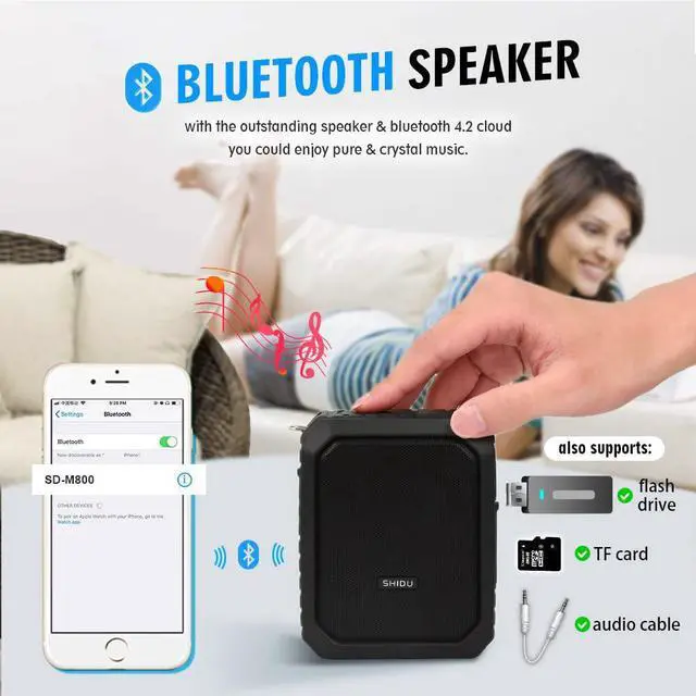 Alt view image 3 of 7 - BONAEVER Bluetooth Voice Amplifier Portable Waterproof Voice Amplifier with Wired Microphone Headset 18W 4400mAh Rechargeable Bluetooth Microphone Speaker for TeachersOutdoorsClassroomFitness