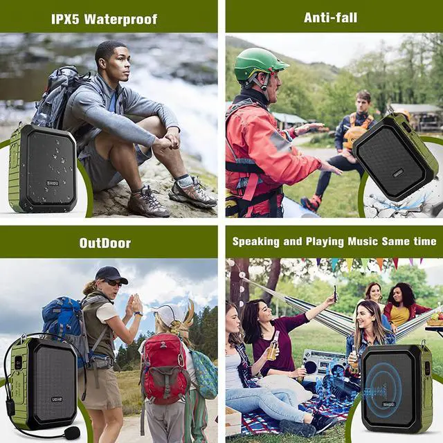 Alt view image 6 of 7 - BONAEVER Bluetooth Voice Amplifier Portable Waterproof Voice Amplifier with Wired Microphone Headset 18W 4400mAh Rechargeable Bluetooth Microphone Speaker for TeachersOutdoorsClassroomFitness