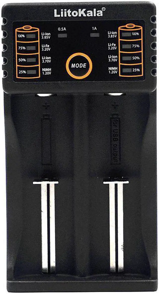 Alt view image 3 of 7 - BONAEVER 2-Bay USB Smart 18650 Battery Charger Smart Multifunctional Battery Charger for 18650 26650 14500 16340 10440 RCR1233.2V LiFePO41.2V Ni-MH Ni-Cd AA with 2 LED Indicators