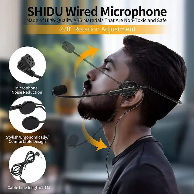 Alt view image 7 of 7 - BONAEVER Portable Voice Amplifier for Teacher with Microphone Headset 2000 mAh Personal Speaker Rechargeable Support MP3 LED Screen for Teachers Tour Guide Coaches Classroom