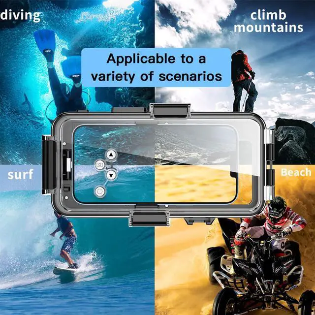 Alt view image 6 of 7 - Waterproof Phone Protective Case for iPhone, 98FT/30M Underwater Photography Housing for Deep Sea Diving,Snorkeling,Surfing,Swimming,Water Sports for iPhone 14/13/Pro/Pro Max/Mini/12/11/XR/XS/MAX/8