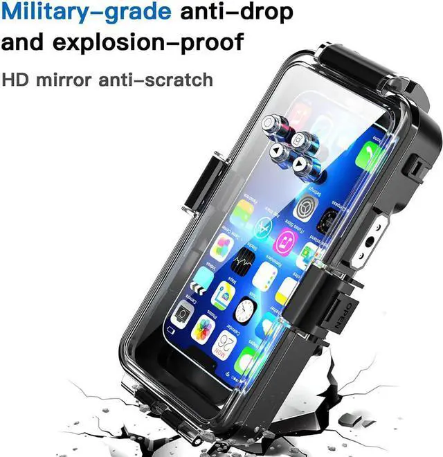 Alt view image 5 of 7 - Waterproof Phone Protective Case for iPhone, 98FT/30M Underwater Photography Housing for Deep Sea Diving,Snorkeling,Surfing,Swimming,Water Sports for iPhone 14/13/Pro/Pro Max/Mini/12/11/XR/XS/MAX/8