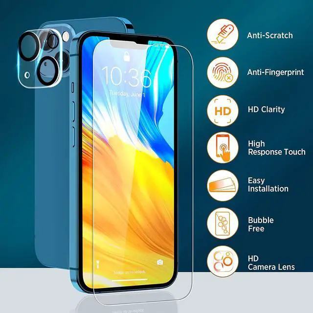 Alt view image 3 of 7 - BONAEVER 3 Pack Tempered Glass Screen Protector Compatible with iPhone 13 Pro Max 6.7 inch with 3 Pack Camera Lens Protector [9H Hardness] [Scratch Resi Standant] [Easy In Standallation]