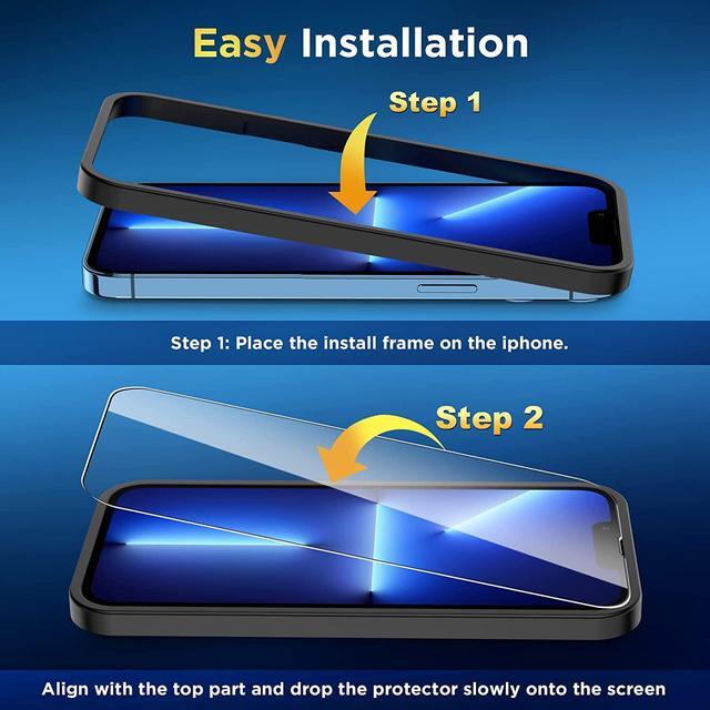 Alt view image 5 of 7 - BONAEVER 3 Pack Tempered Glass Screen Protector Compatible with iPhone 13 Pro 6.1 inch with 3 Pack Camera Lens Protector [9H Hardness] [Scratch Resi Standant] [Easy In Standallation]