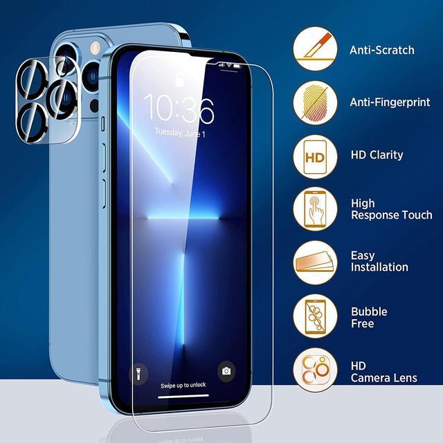Alt view image 3 of 7 - BONAEVER 3 Pack Tempered Glass Screen Protector Compatible with iPhone 13 Pro 6.1 inch with 3 Pack Camera Lens Protector [9H Hardness] [Scratch Resi Standant] [Easy In Standallation]