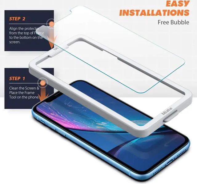 Alt view image 4 of 6 - BONAEVER 3-Pack Tempered Glass Screen Protector for iPhone 11 / iPhone XR 6.1 inch [Easy In Standallation Frame] [Full Coverage] [Bubble Free][Anti-Scratch][ Anti-Fingerprint]