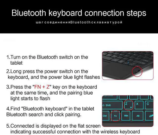Alt view image 6 of 7 - Type Cover for 13 inch Microsoft Surface Pro 9 / Pro 8 / Pro X, Portable Bluetooth 5.1 Wireless 7-Color Backlit Surface Pro 9/8/X Keyboard with Touchpad/Pencil Holder/Built-in Rechargeable Battery