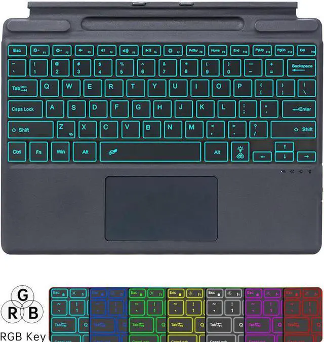 Main image of Type Cover for 13 inch Microsoft Surface Pro 9 / Pro 8 / Pro X, Portable Bluetooth 5.1 Wireless 7-Color Backlit Surface Pro 9/8/X Keyboard with Touchpad/Pencil Holder/Built-in Rechargeable Battery