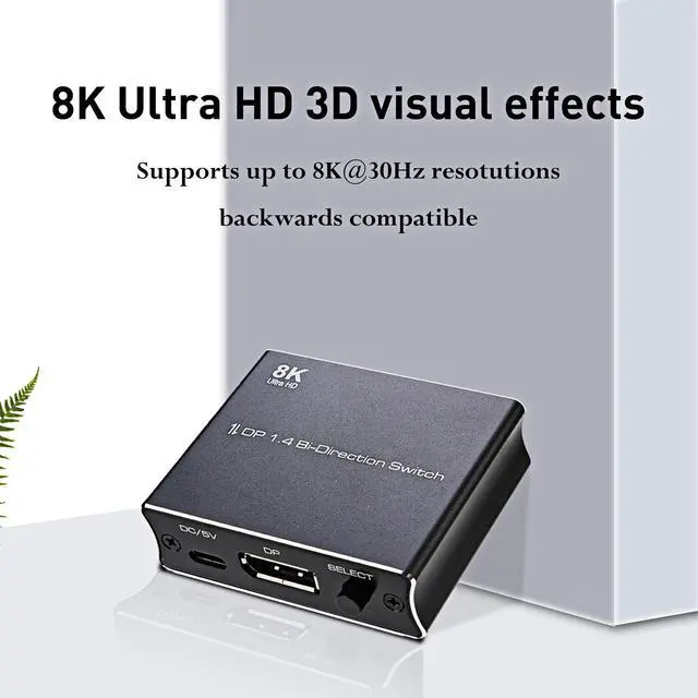 Alt view image 3 of 6 - BONAEVER Displayport Switch Bi-Directional DP 1.4 Switcher 8K@30Hz 4K@120Hz 2K@144Hz DisplayPort 1.4 Switcher Converter 2X1 or 1X2 for Multiple Source Displays